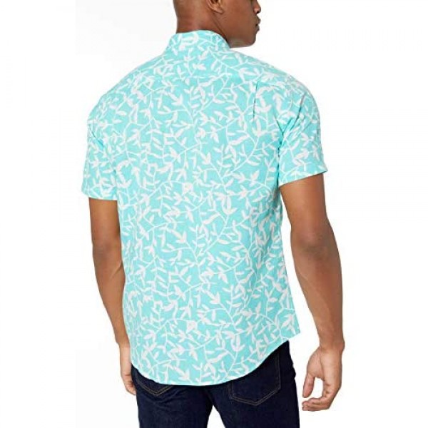 Essentials Men's Regular-Fit Short-Sleeve Linen Cotton Shirt