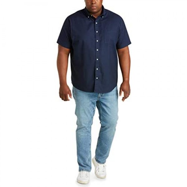 Essentials Men's Short-Sleeve Pocket Oxford Shirt fit by DXL