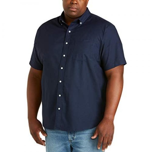 Essentials Men's Short-Sleeve Pocket Oxford Shirt fit by DXL