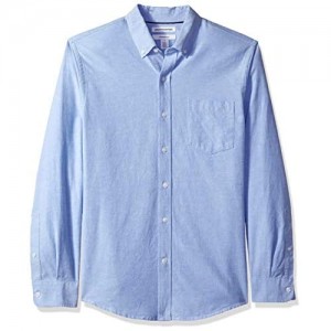  Essentials Men's Slim-fit Long-Sleeve Solid Pocket Oxford Shirt