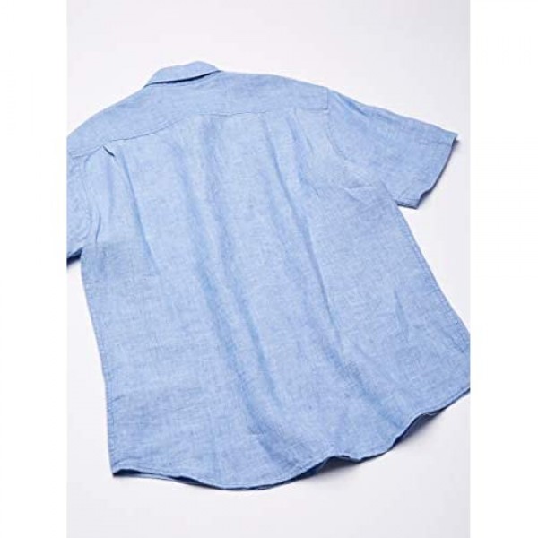 Essentials Men's Slim-Fit Short-Sleeve Linen Shirt