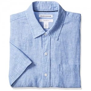  Essentials Men's Slim-Fit Short-Sleeve Linen Shirt