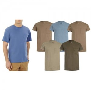 Fruit of the Loom Men's Pocket T-Shirts 5-Pack Assorted Colors. Sizes- M-XL