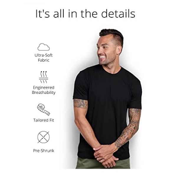 INTO THE AM Men's Basic Crew Neck Tees - Soft Modern Fitted Logo T-Shirts