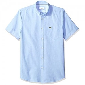 Lacoste Mens Short Sleeve Oxford Button Down Collar Regular Fit Woven Button Down Shirt