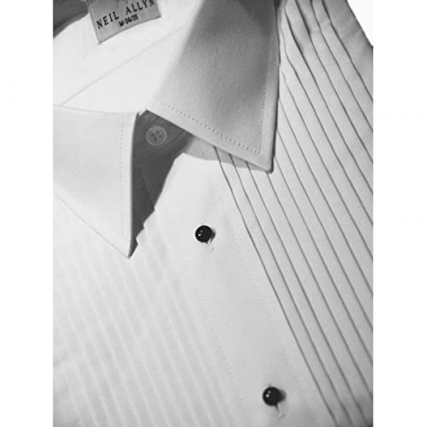 Neil Allyn Mens Tuxedo Shirt Poly/Cotton Laydown Collar 1/4 Inch Pleat