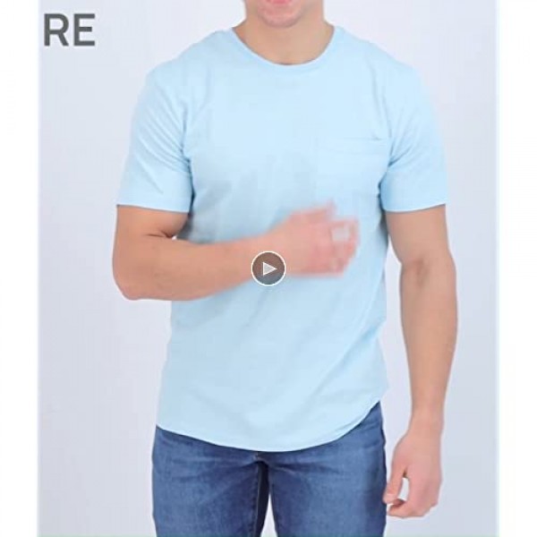 Real Essentials 5 Pack:Mens Casual Cotton Short Sleeve Crew Neck Pocket T-Shirt