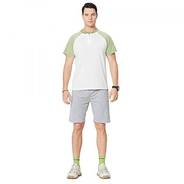 AOTORR Men's Fashion Casual Short Sleeve Henley Shirt Raglan Baseball T-Shirts Regular Fit Tee