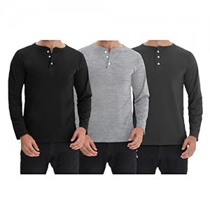 Decrum Henley Shirts for Men - Pack of 3 Soft Cotton Shirt and Full Sleeves Jersey