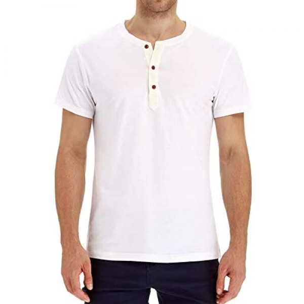 FTIMILD Men's Casual Slim Fit Short/Long Sleeve Henley T-Shirts Cotton Shirts