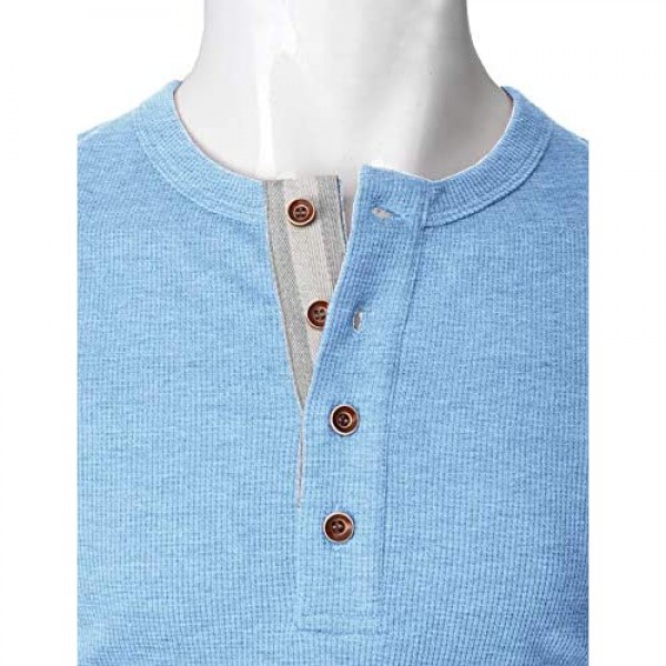 H2H Mens Casual Slim Fit Henley Shirts Short Sleeve Waffle Fabric