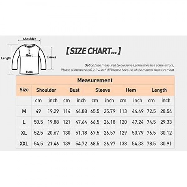 Haloumoning Mens Cotton Henley Shirt Long Sleeve Button T-Shirts Men's Casual Solid Basic Tops