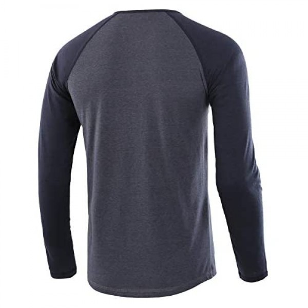 HARBETH Men's Casual Long Sleeve Henley Shirt Raglan Fit Baseball T-Shirts Tee