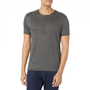 John Varvatos Star USA Men's Regular Fit Short Sleeve Linen Henly Shirt
