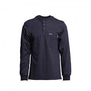 Lapco FR FRT-HJE NVY SM Flame Resistant Henley Tees 100% Cotton Jersey Knit HRC 2 NFPA 70E 7 oz Small Navy