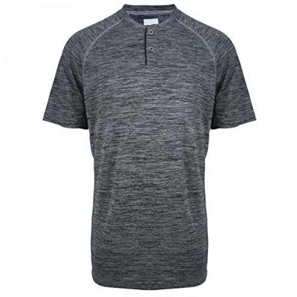 LeeHanTon Henley Shirts for Men Dry Fit Running Short Sleeve Polyester Sports Summer Tee