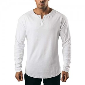 LONGBIDA Mens Long Sleeve Henley Shirts Regular Casual Slim Fit Fashion Clothes