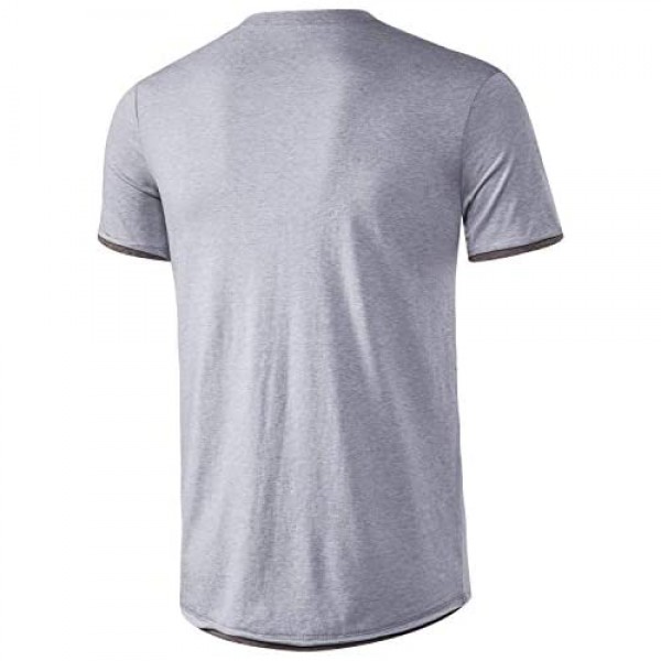 Manwan walk Men's Active Slim Fit Short Sleeve Henley T-Shirts Casual Sports Basic Tee