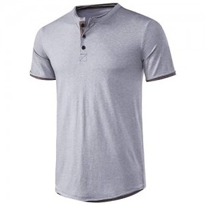 Manwan walk Men's Active Slim Fit Short Sleeve Henley T-Shirts Casual Sports Basic Tee