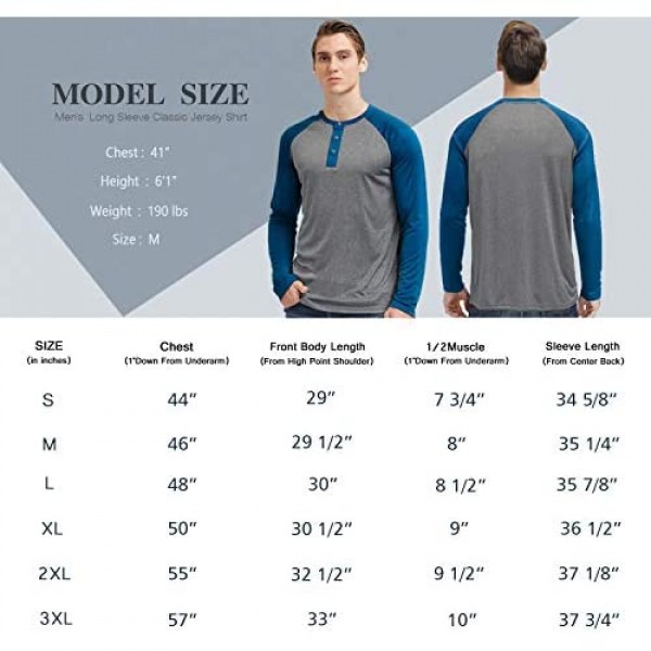 MOHEEN Men's Big & Tall Athletic Shirts Long Sleeve Lightweight Quick Dry UPF 50+ Baseball Running T Shirt