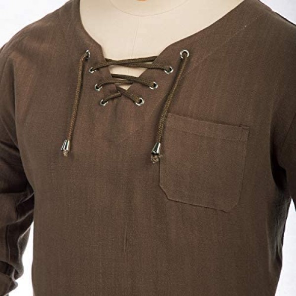 PJ PAUL JONES Men's Casual Long Sleeve Linen Shirt Hippie Yoga Tops