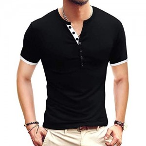 Ranberone Mens Slim Fit Short Sleeve Henley Shirt Casual Basic Summer Cotton T-Shirts