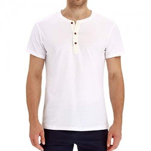 SAMACHICA Mens Fashion Casual Front Placket Henley T-Shirts Summer Cotton Short Sleeve Henley T-Shirts