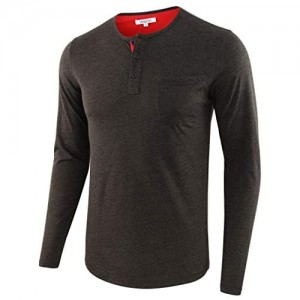 Vetemin Men's Casual Regular Fit Long Sleeve Sport Pocket Active Henley T Shirt
