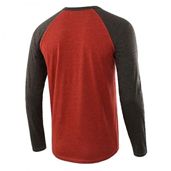 Vetemin Men's Casual Vintage Long Sleeve Raglan Henley Shirts Baseball T-Shirt
