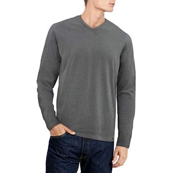 X RAY Men's V-Neck Henley Long Sleeve T-Shirt Soft Stretch Premium Cotton Slim Fit Casual Fashion Tee for Men