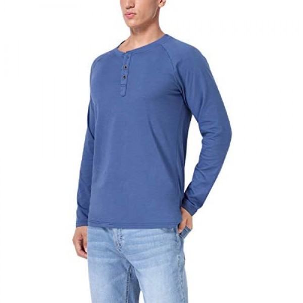 Yong Horse Mens Casual Long Sleeve Jersey Henley T Shirt Baseball Shirts Cotton Tshirts Slim Fit