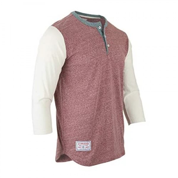 ZIMEGO Men’s 3/4 Sleeve Athletic Fashion Crew Neck Baseball Button Henley Shirt