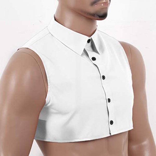 ACSUSS Mens Fashion Fake Collar Detachable Dickey Collar Solid Color Decorative Half Shirts False Collar