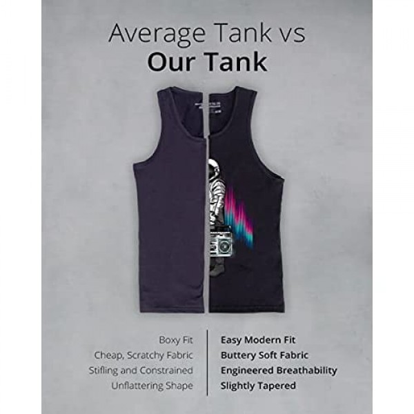 INTO THE AM Men's Graphic Tank Tops - Cool Soft Fitted Muscle Shirts for Men