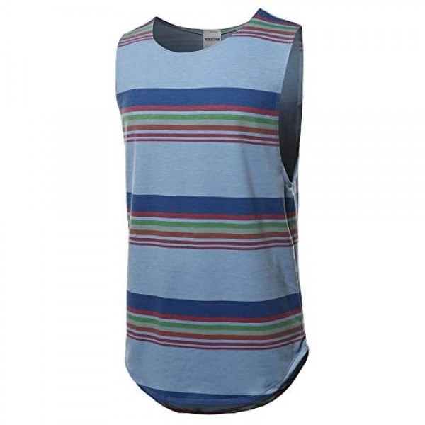 Men's Patterned Print Short Or Sleeveless Crew Neck French Terry Tee Top