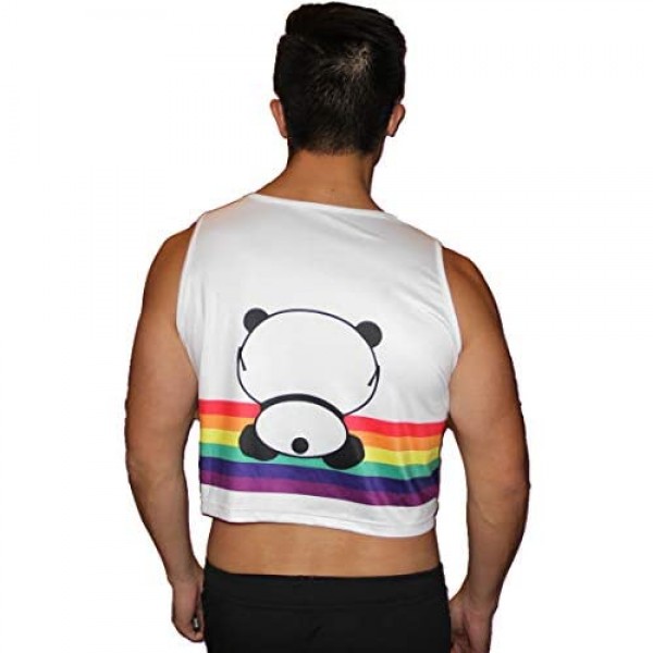 Rainbow Pride Panda Crop Top with Dry-Fit Stretchy Material