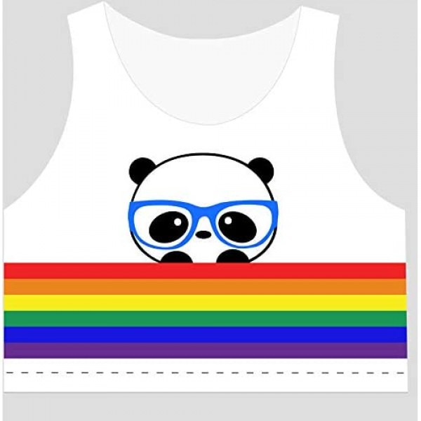Rainbow Pride Panda Crop Top with Dry-Fit Stretchy Material