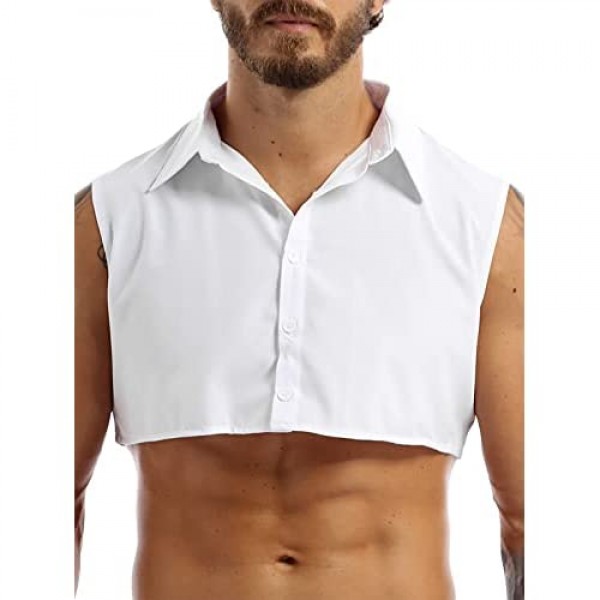 ranrann Men's Fashion Fake Collar Solid Half Shirts Detachable Dickey Collar Tank Top Cami Vest