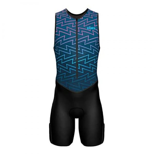 Sparx Mens Premium Triathlon Suit Padded Triathlon Tri Suit Race Suit Swim Bike Run (Energy 3XL) Blue