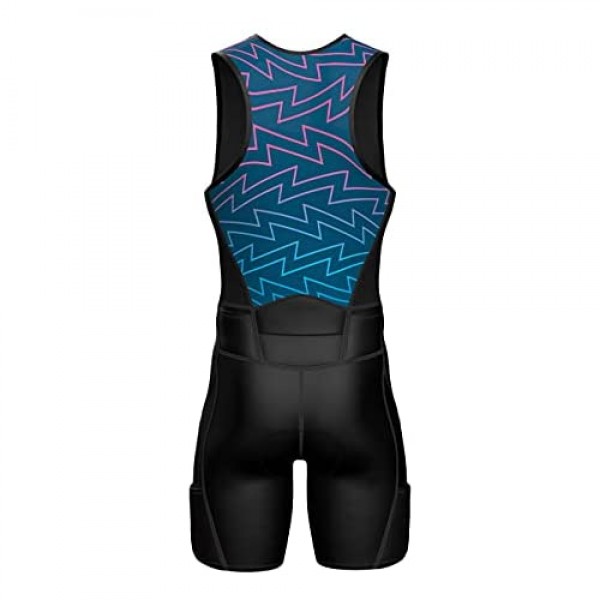 Sparx Mens Premium Triathlon Suit Padded Triathlon Tri Suit Race Suit Swim Bike Run (Energy 3XL) Blue