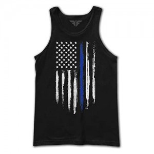 The Fighting Forces American Police Blue Line Flag Military Army Mens Tank Top