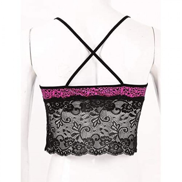 Yanarno Men's Adult Sissy Leopard Print Lingerie Vest Male Cross Dresser Crop Tank Tops Nightwear