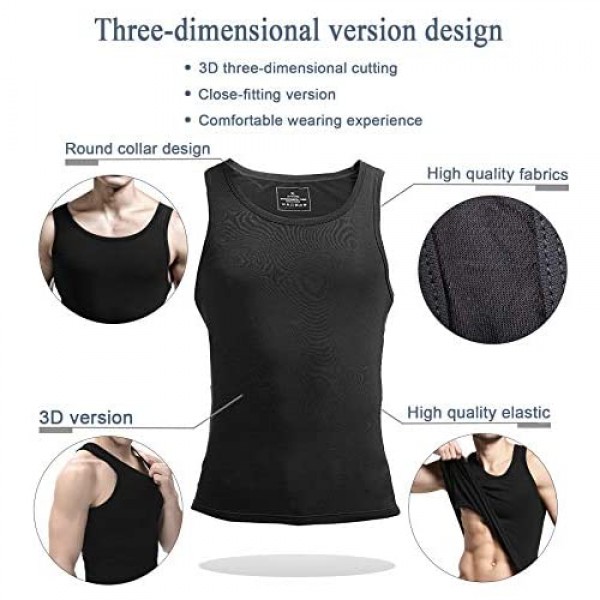 Zariocy Mens Compression Shirt Slimming Body Shaper Slim Tank Top Vest
