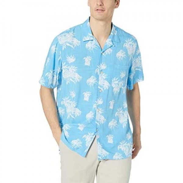 Brand - 28 Palms Men's Standard-Fit Vintage Washed 100% Rayon Tropical Hawaiian Shirt