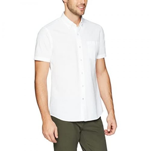 Brand - Goodthreads Men's Slim-Fit Short-Sleeve Seersucker Shirt