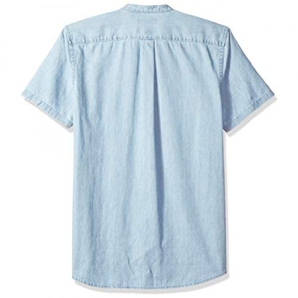 Brand - Goodthreads Men's Standard-Fit Short-Sleeve Band-Collar Denim Shirt