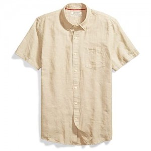  Brand - Goodthreads Men's Standard-Fit Short-Sleeve Linen and Cotton Blend Shirt