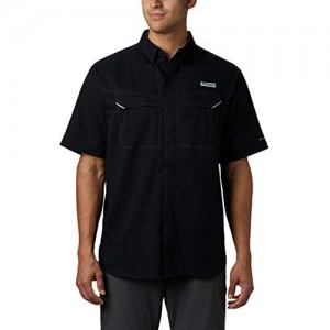 Columbia Men's Low Drag Offshore Short Sleeve Shirt  UPF 40 Protection  Moisture Wicking Fabric  Medium  Black