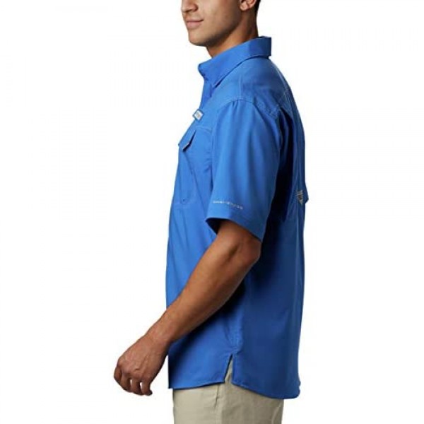Columbia Men's PFG Low Drag Offshore Short Sleeve Shirt Vivid Blue Large