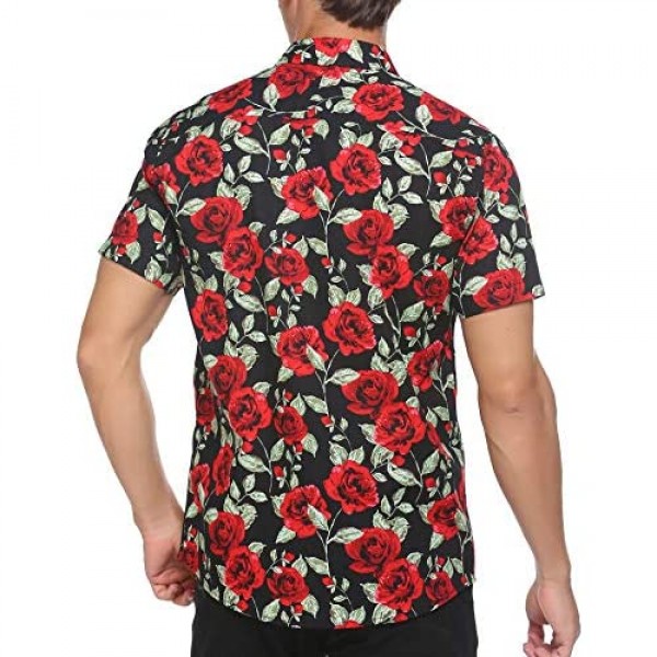 COOFANDY Men's Flower Casual Shirts Hawaiian Vaction Cotton Button Down Shirt